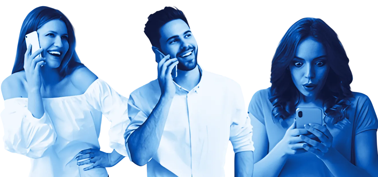 Three people talking on their phones.
